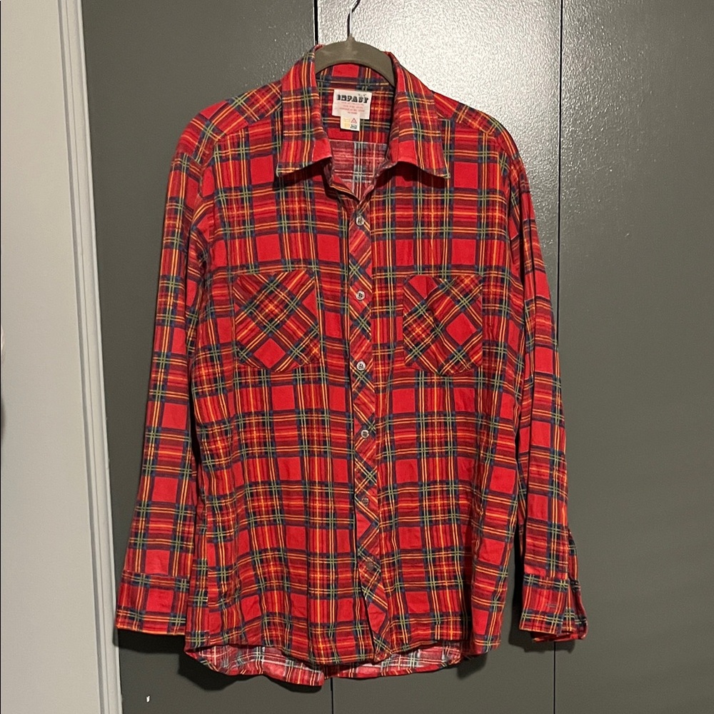 Vintage 100% cotton Red Plaid button-up shirt